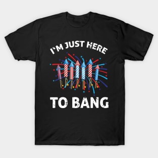 Four of July Outfit Gift I'm just here to bang T-Shirt